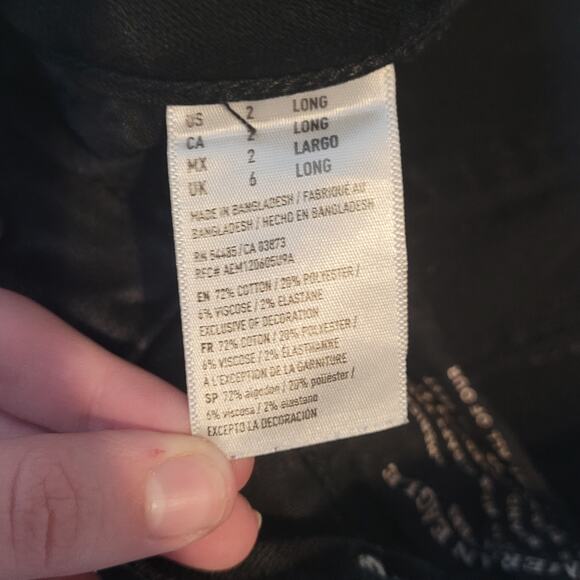 American Eagle Womens Black Jeans Size 2 Long Super Super Stretch X Denim - Picture 9 of 15